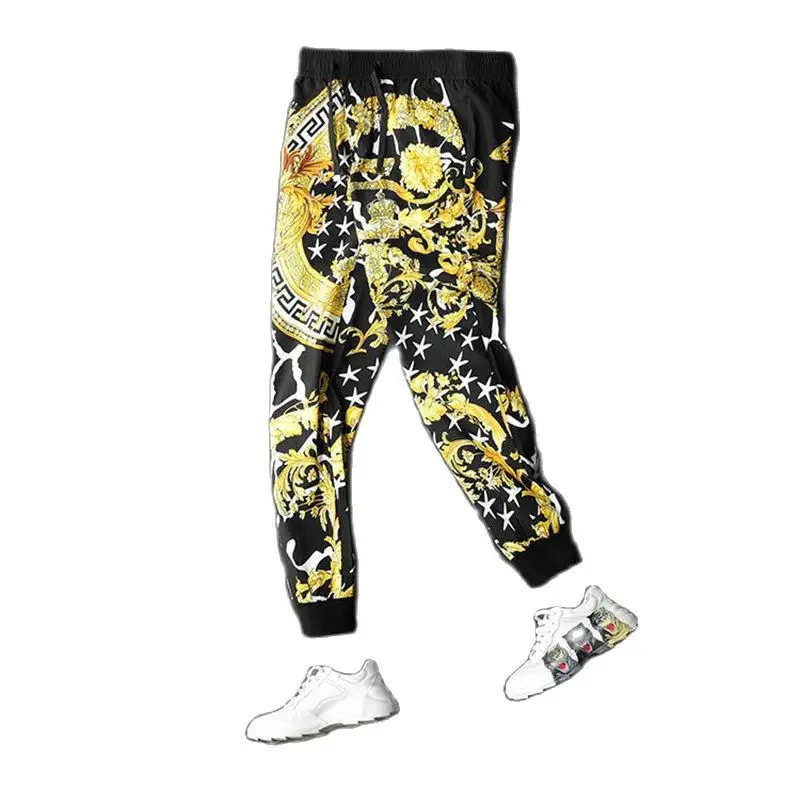 

New Summer Fashion Print Color Matching Sports Trend Handsome Two-Piece Men's Short Sleeve T-Shirt +Pants Large Size Casual Suit