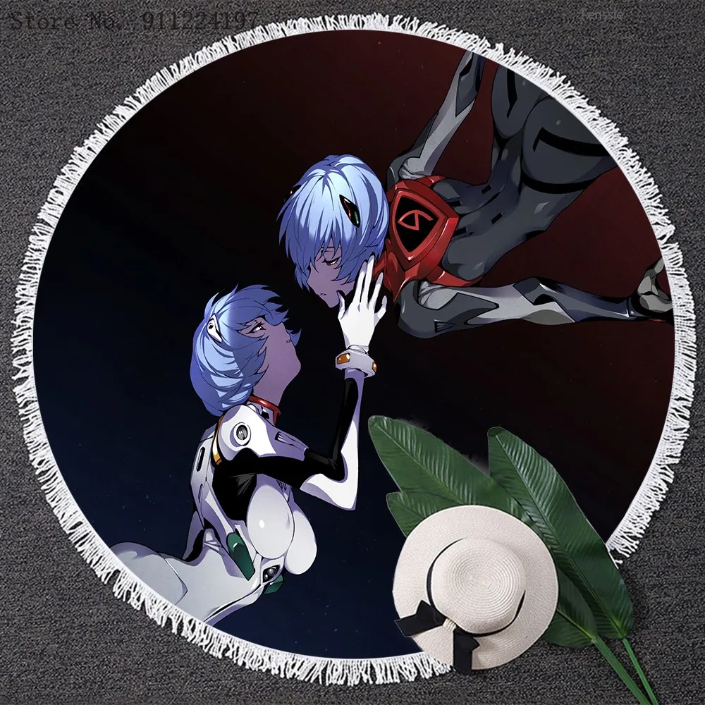 

Japanese Anime Round Tapestry Wall Hanging Boys And Girls Round Beach Towel Polyester Thin Blanket Yoga Shawl Mat Blanket