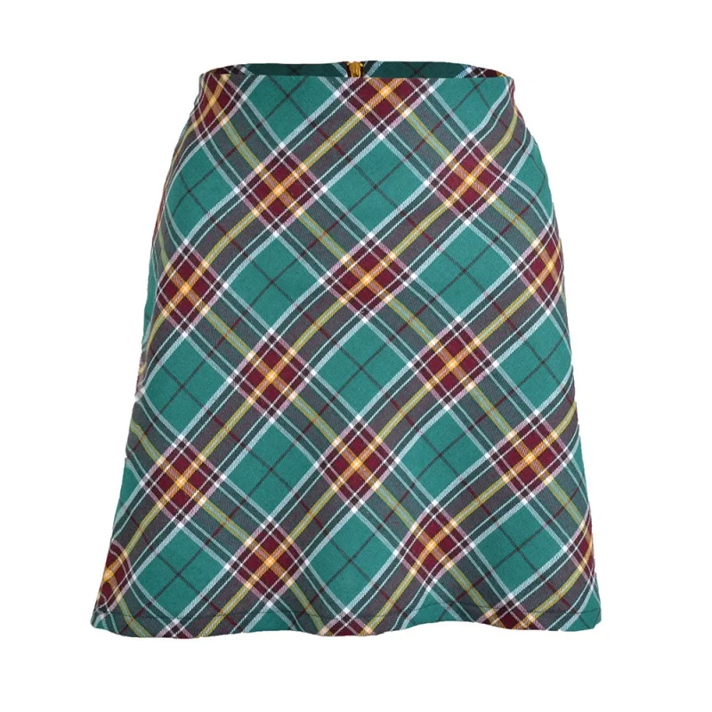 2020 осень зима Европейский Американский мини юбки контрастный цвет клетчатый