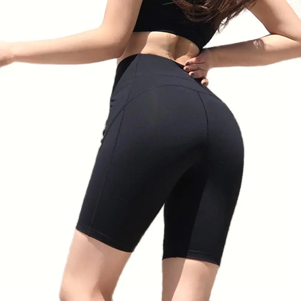 Обтягивающие женские Однотонные эластичные дышащие шорты для йоги непрозрачные