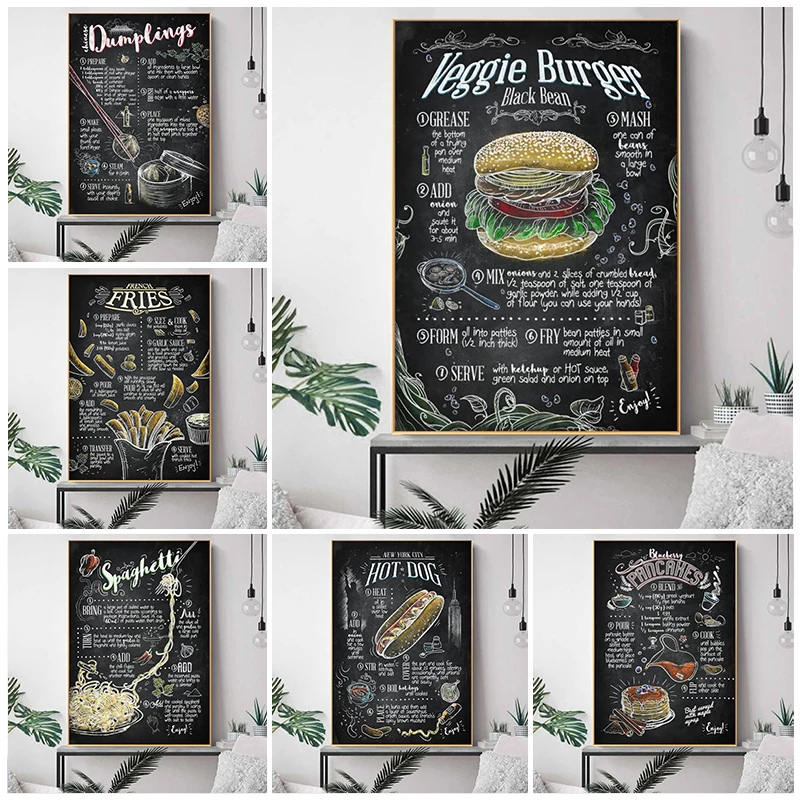 

Kitchen Burger Hot Dog Internet Cafe Western Restaurant Canvas Painting Posters Prints Wall Art Pictures for Living Room Decor