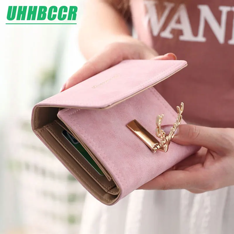 Милый олень женский мини кошелек небольшой кожаный бумажник девушка складные