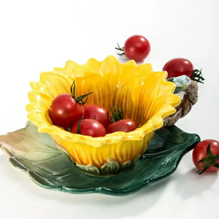 Керамическая чашка с подсолнухом набор ложкой блюдце чашки для послеобеденного