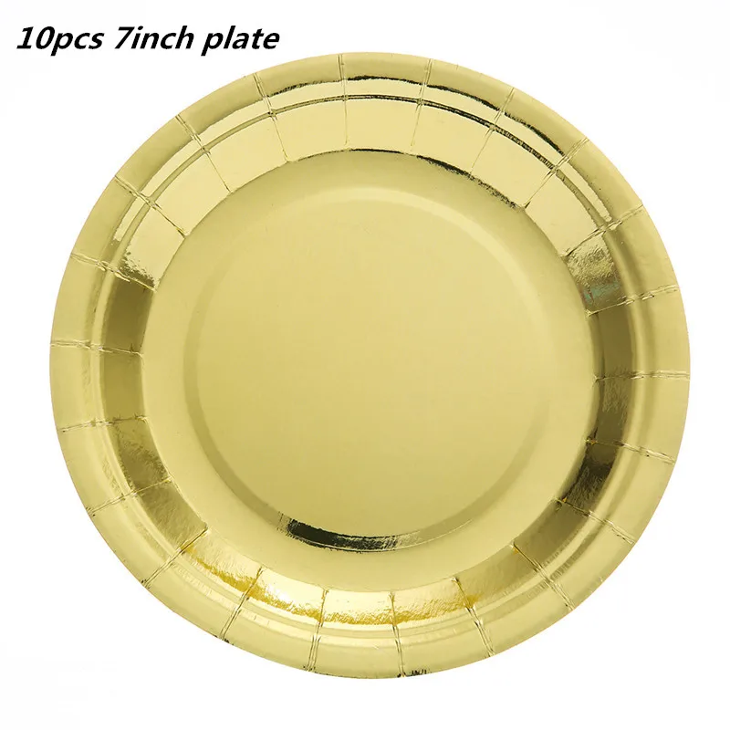 Gold Plate 10pcs 25 шт одноразовые столовые приборы из фольги розового золота, бумажные соломинки для питья на свадьбу, вечеринку, день рождения, украшения, вечерние принадлежности, бумажные соломинки - Цвет: Gold Plate 10pcs
