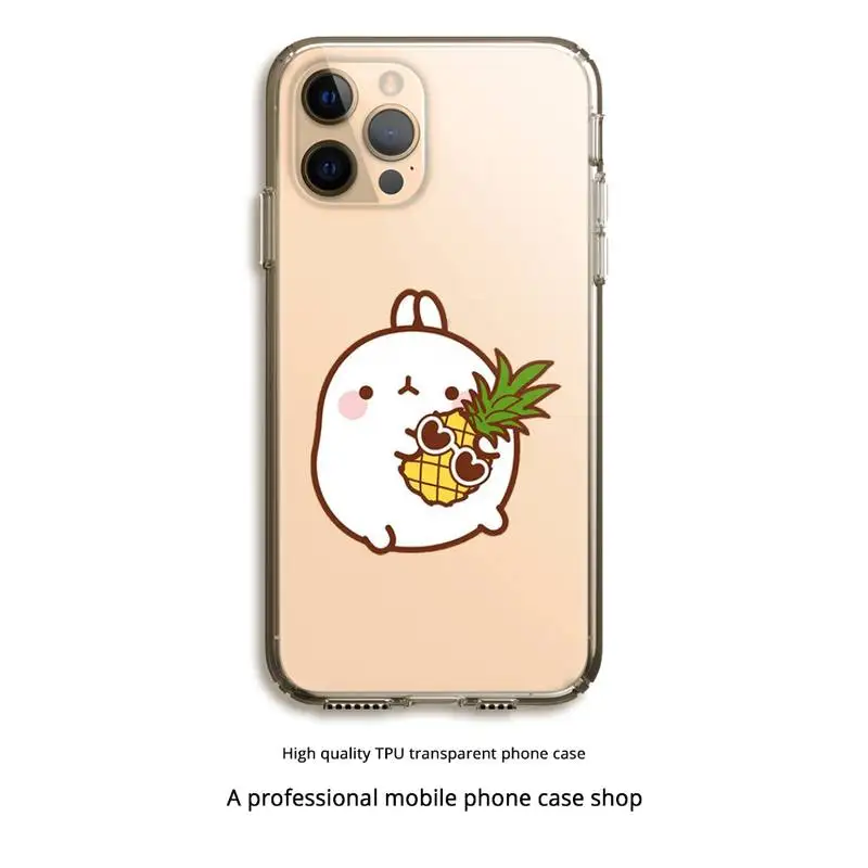 

Molang Phone Case Clear Cover For Iphone 5 6 7 8 11 12 plus XR X XS SE2020 11/12PRO Max Transparent Cases