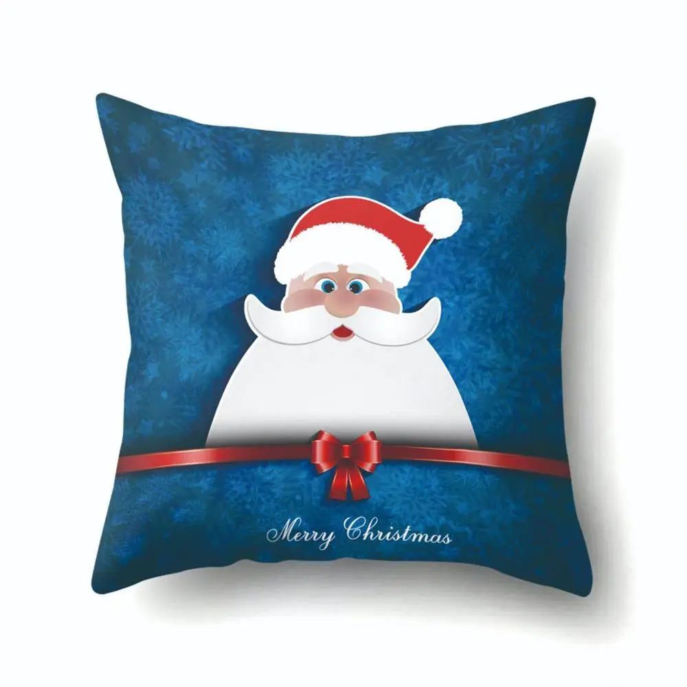 2BZ-40543-277 1Pcs Santa Pattern Christmas Cushion Cover 45*45 Decorative Throw Pillow Xmas New Year Home Decor Polyester Pillowcase 40543 - Цвет: 2BZ-40543-277