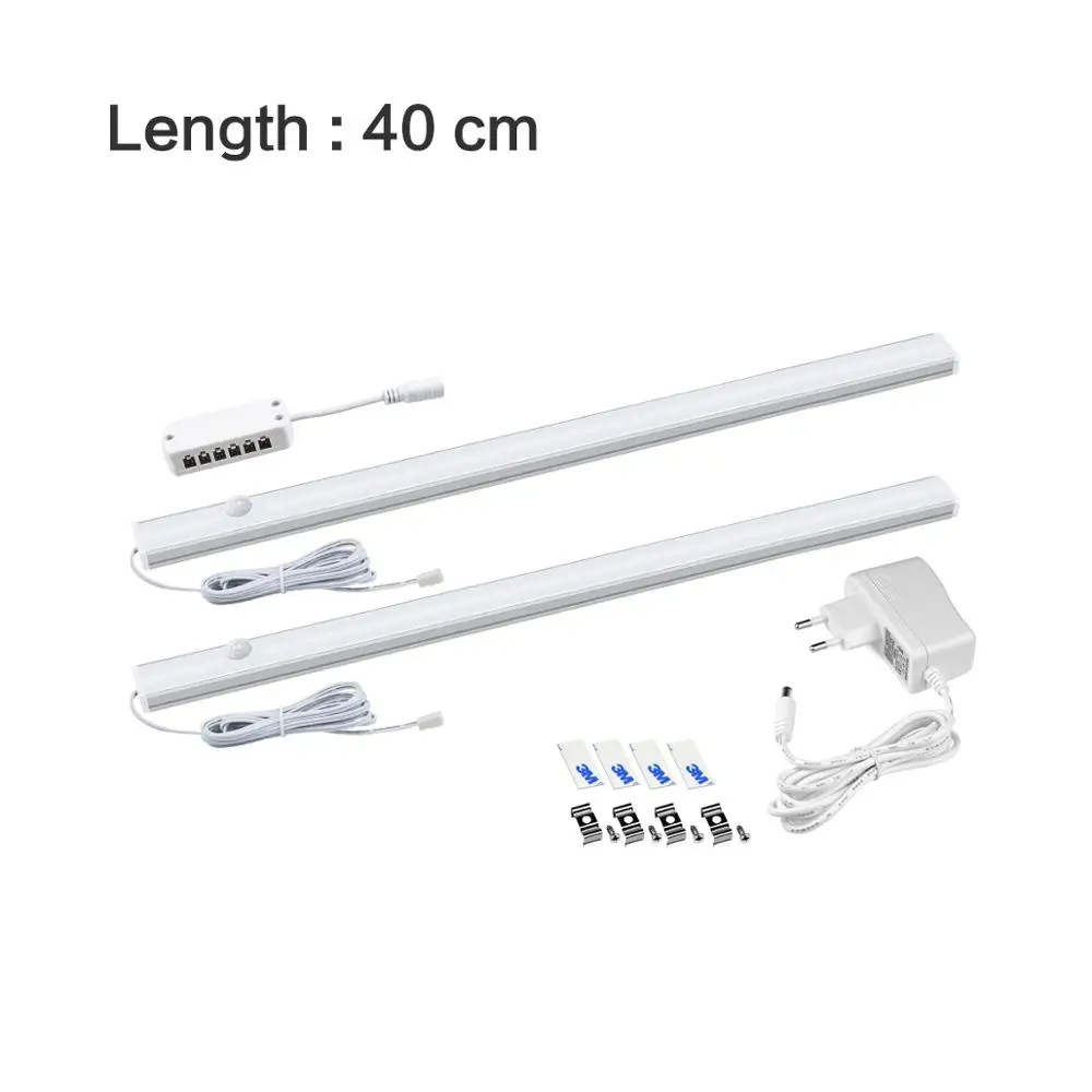 2x40cm-with adapter 30 см 40 см 50 см светодиодный светильник 5 Вт 6 Вт 7 Вт PIR датчик движения алюминиевая профильная труба лампа для помещений Кухня Спальня украшение подсветка - Испускаемый цвет: 2x40cm-with adapter