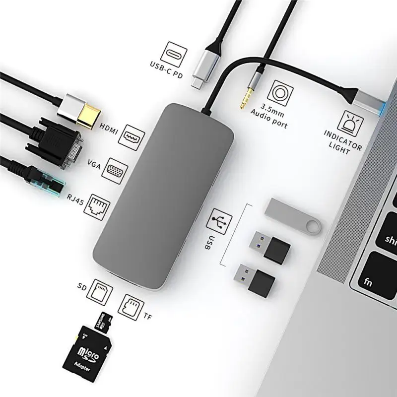 Адаптер совместимый с USB C и 3 0 подходит для аксессуаров MacBook Pro Разветвитель типа