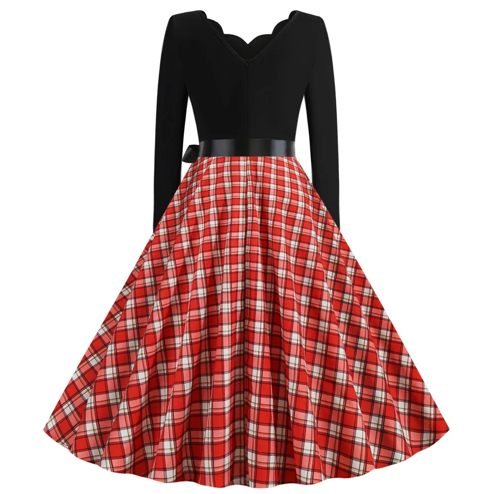 Girl Polka Dot Plaid Dress Student Fashion Beautiful Elegant Birthday Child Christmas Thanksgiving New Year Costume | Детская одежда и