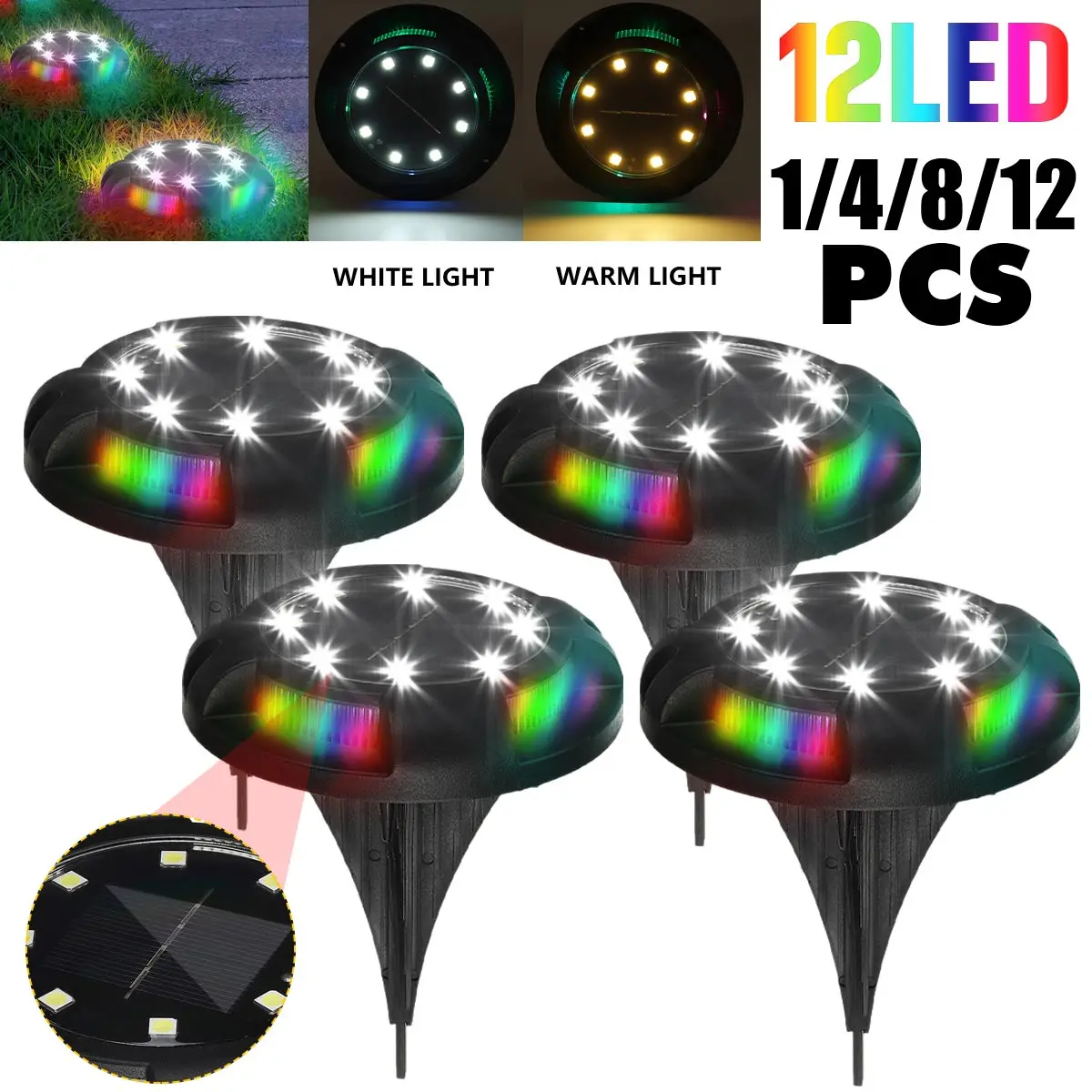 

1/4/8 шт. солнечный светильник на открытом воздухе Водонепроницаемый 12 Светодиодный уличный фонарь на солнечной батарее светильник декора са...