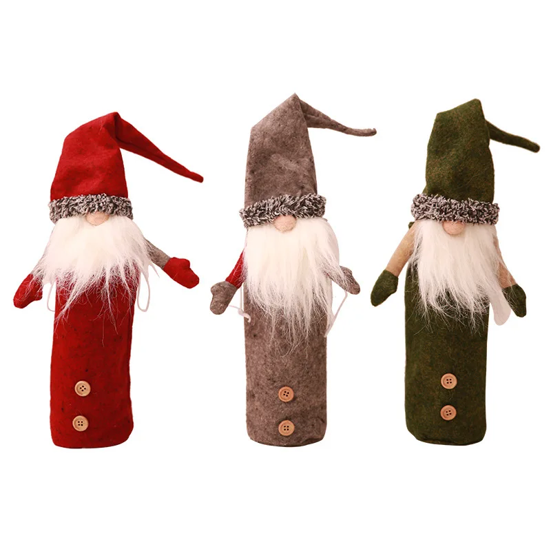 

2021 Xmas Party Wine Bottle Cover Marry Christmas Wine Bottle Cover Decor Santa Covers for Bottle New Year Home Table Decoration
