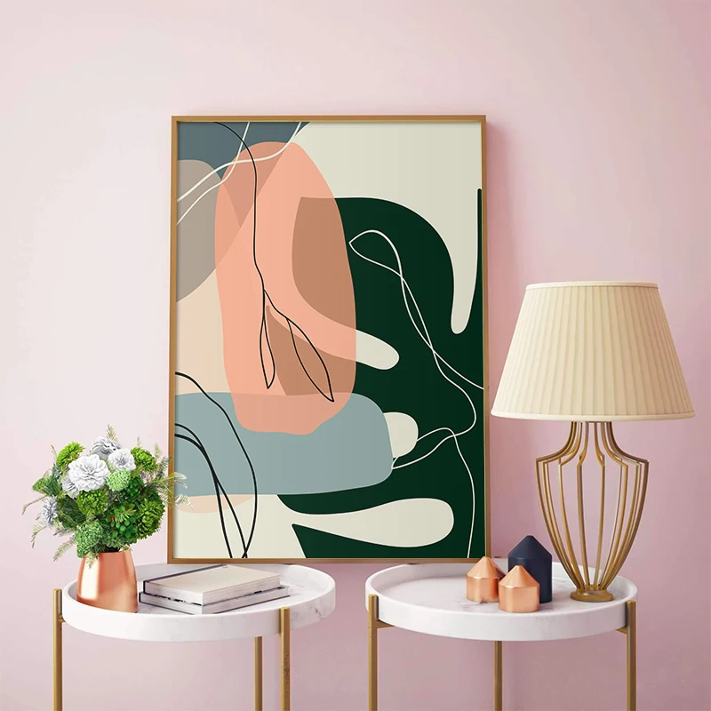 Богемная летняя тропическая пальма листья Геометрическая линия холст живопись