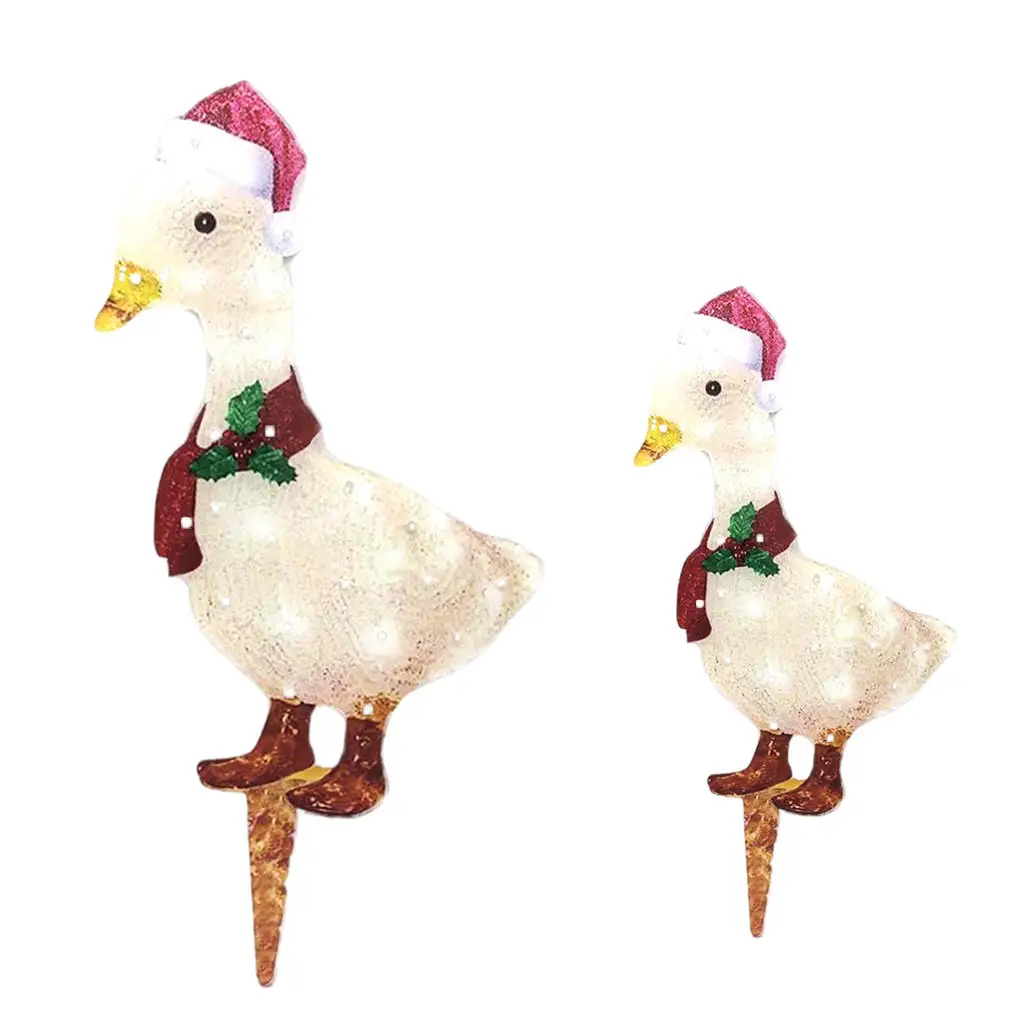 

Light-up Duck with Scarf Weather-resistant Decoration Lifelike Lovely Appearance for Garden Corridor