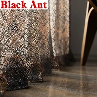 light luxury coffee gold leaves hollow out curtain tulle for living room bedroom window screen sheer voile fabric cortina x810f