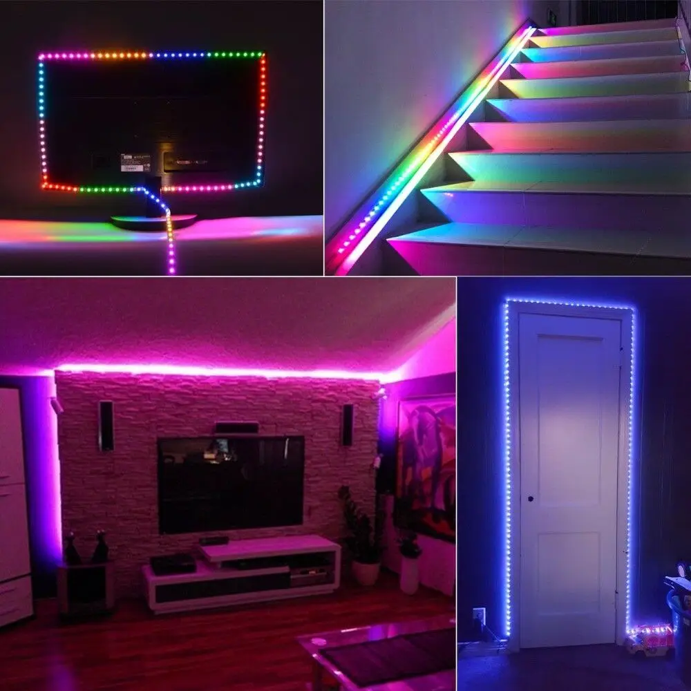 Magic Home WS2812b 5050 RGB светодиодные полосы Набор Wi Fi приложение управление адресуемый