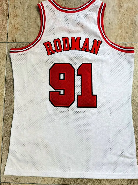 

Mens American Basketball Jerseys Clothes Dennis Rodman Chicago Bulls #91 European Size Ball Pants T Shirts fashion Tops Cloth