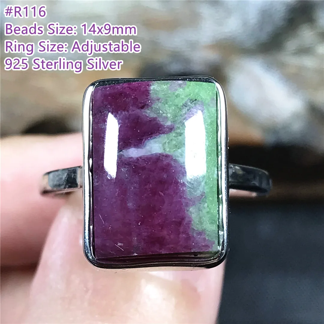 

Natural Red Ruby Zoisite Ring Silver Sterling For Women Lady Man Healing Gift Crystal Beads Stone Adjustable Ring Jewelry AAAAA