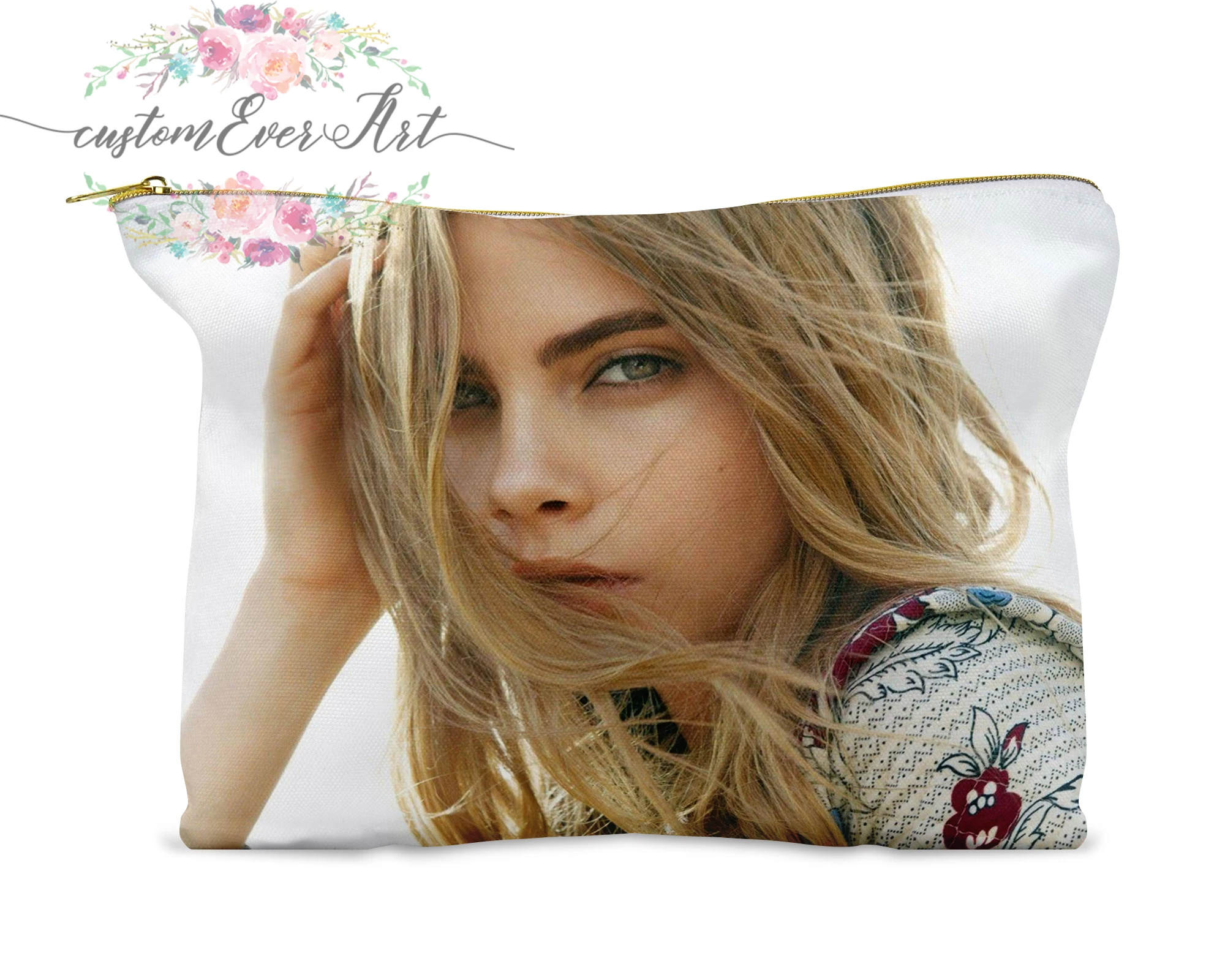 

Cara Delevingne cosmetic bag personalized small makeup bag funny makeup organizer toiletry bag zipper pouch