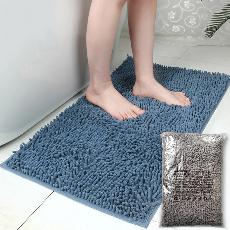 

Soft Household Bathroom Water Absorption Mat Shower Cotton Bath Blanket Corridor Absorbent Carpet Kitchen Anti-slip Chenille Rug