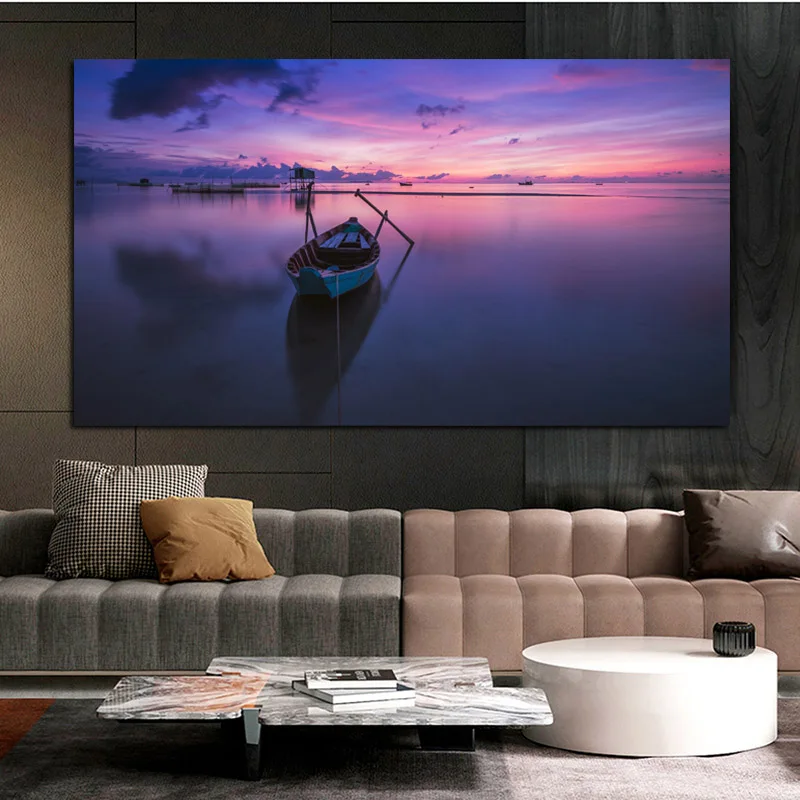 Лодка на озере настенный художественный холст картина печатный плакат Картина
