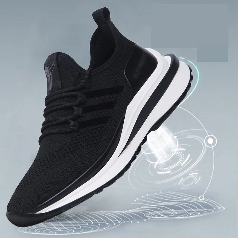 

Men's Sports Casual Shoes Sneaks Spring Fashion Mesh Shoes Breathable Comfortable Lace-up High Platform Black Shoes Lightweight