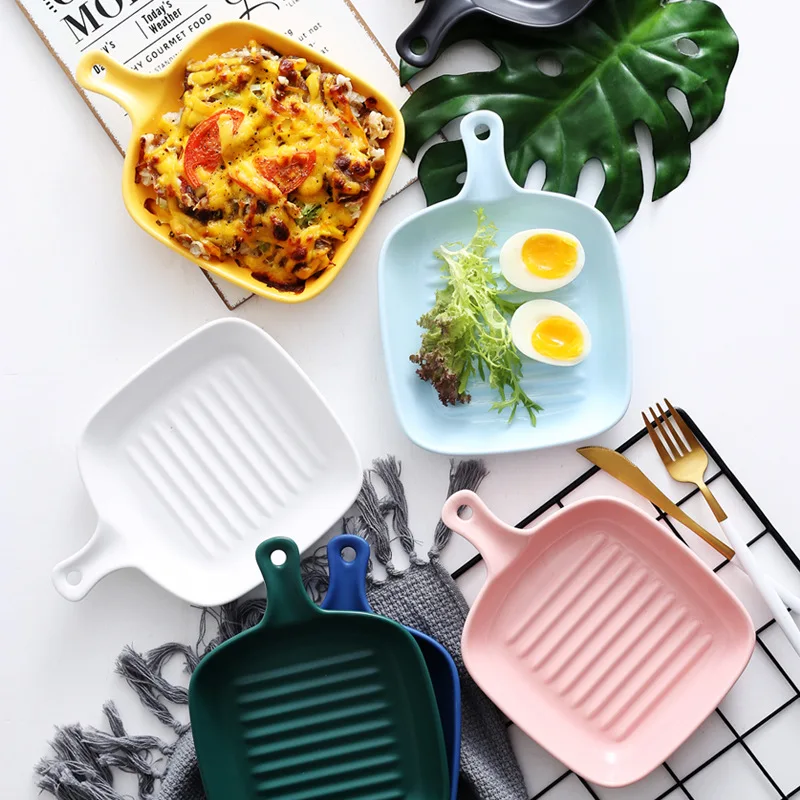 

Baking plate ceramic cheese baking rice Nordic breakfast pasta with handle