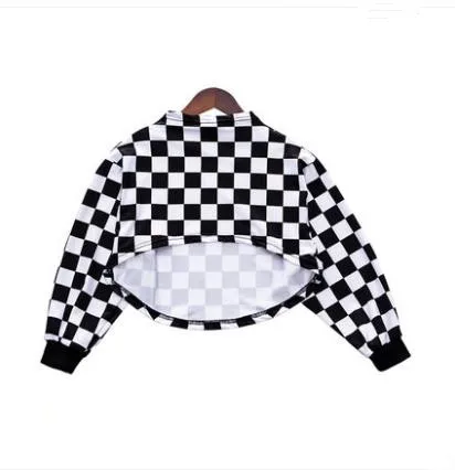 long style Новые модные детские весенне-Осенние костюмы, штаны повседневные свободные шаровары в черно-белую клетку в стиле хип-хоп, одежда для уличных танцев, брюки с кисточками - Цвет: long style