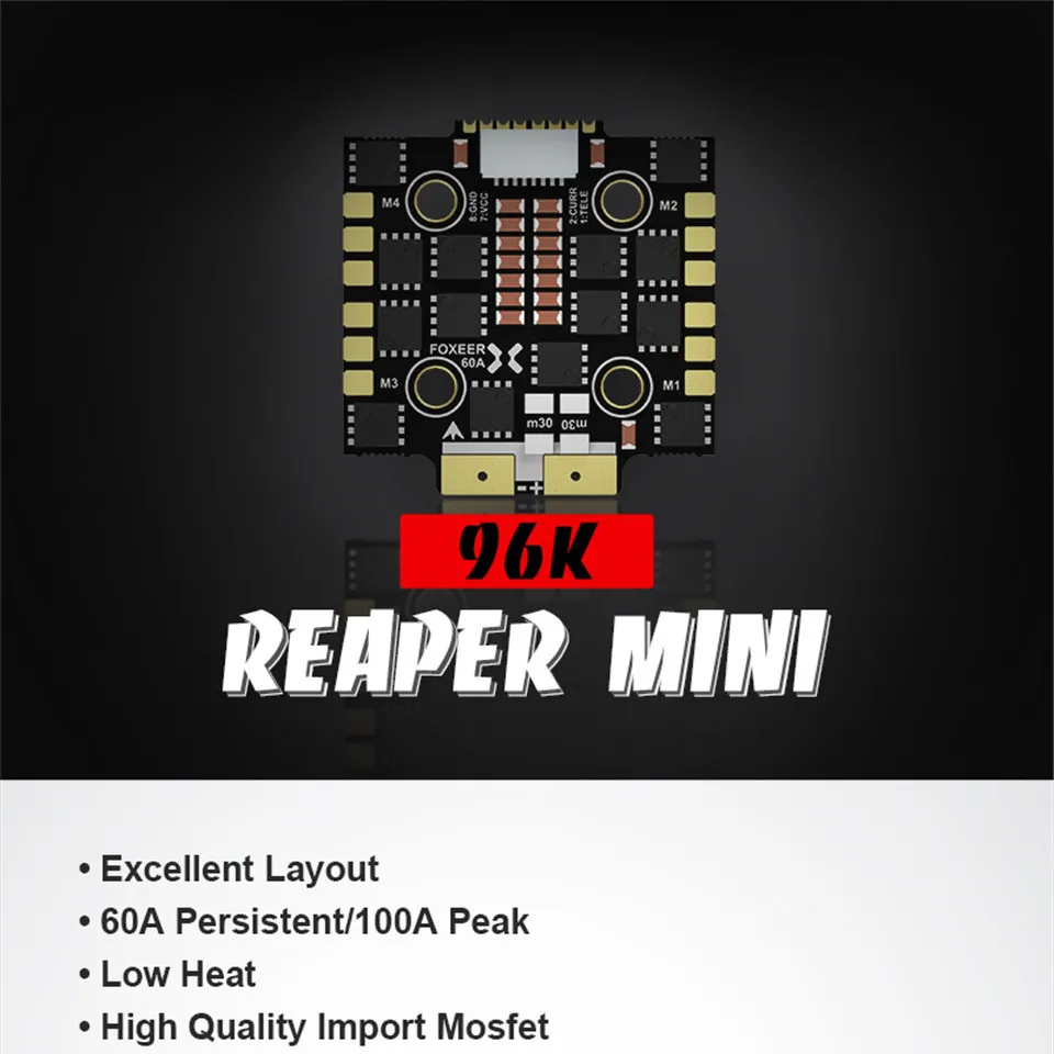 

Foxeer Reaper Mini 96K 4 в 1 ESC BL32 60A 8S бесщеточный Многофункциональный BLHeli32 3-8S Lipo BLHeliSuite32 для FPV гоночного дрона