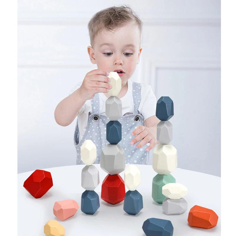 Деревянная игра Дженга Деревянные блоки Цветной камень творческие развивающие