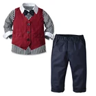 Костюм детский темно-синий из блейзера, жилета и штанов, с галстуком, От 1 до 6 лет