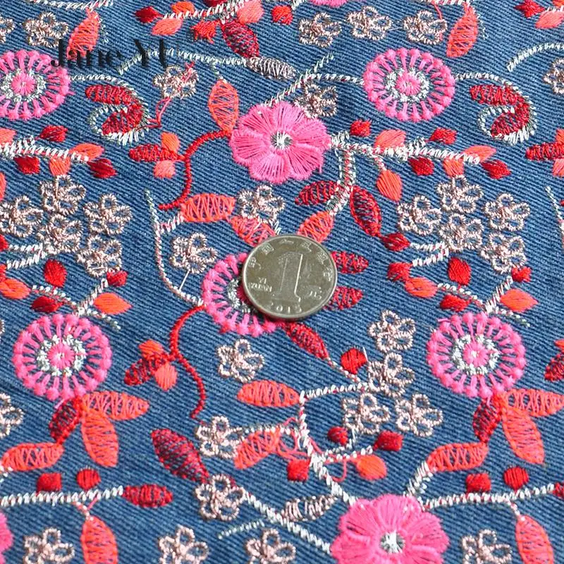Утолщенная вышитая джинсовая ткань брюки юбка пальто сумка ручной работы сделай