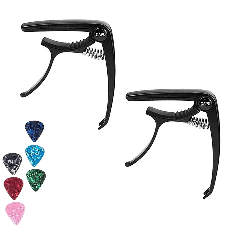 

2 Pack Guitar Capo for Professional Acoustic and Electric Guitars Alloy Ukulele Capo with 6 String Picks
