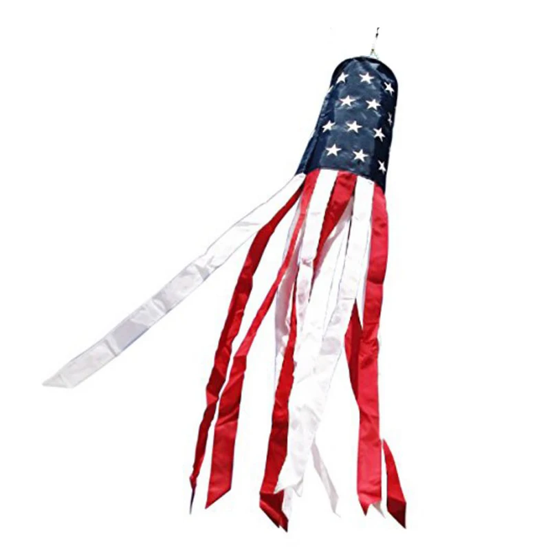 

23.6"American Flag Wind Bag Stars And Stripes American Patriotic Decoration Embroidered Stars And Fade Resistant 2021