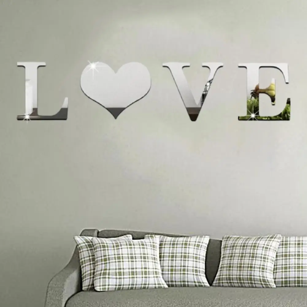 

2021 New Wall Decoration Sticker 4-letter Love Home Family Mirror Wall Stickers Self-adhesive Sticker