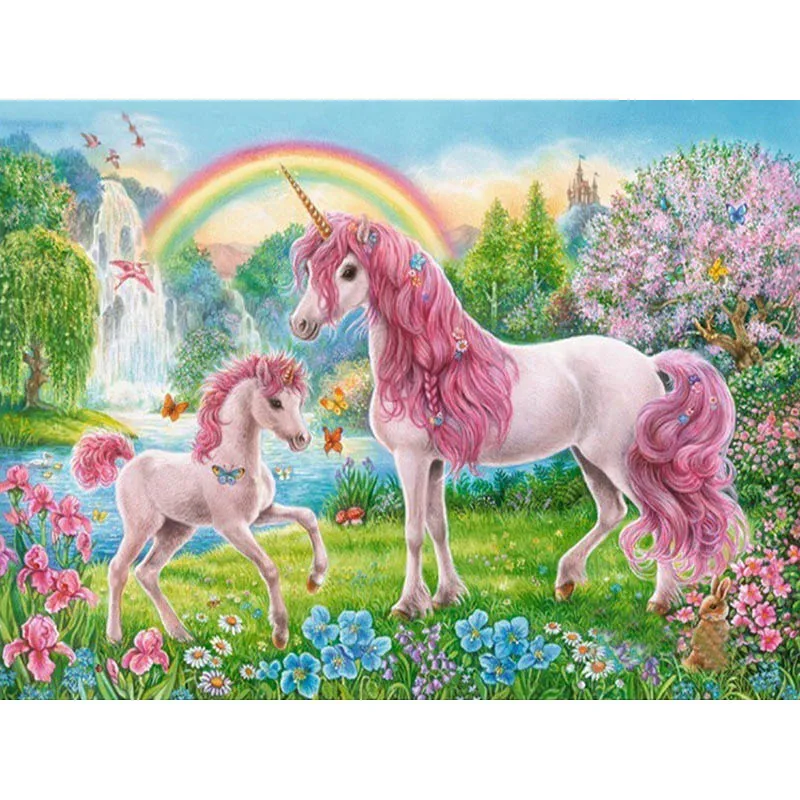 

Full Square Round Diamond Painting Unicorn Animal 5D DIY Diamond Embroidery Spring Rhinestone Mosaic Living Room Decor F11