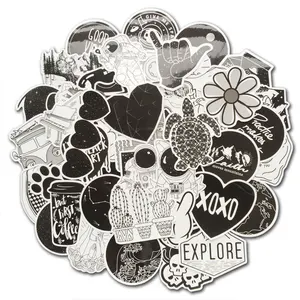 50 шт. черный, белый цвет Vsco Стикеры для девочек для гидро фляга Ins симпатичный дизайн для вечерние чашки чехол для телефона стакан ноутбук бутылка для воды в автомобиль