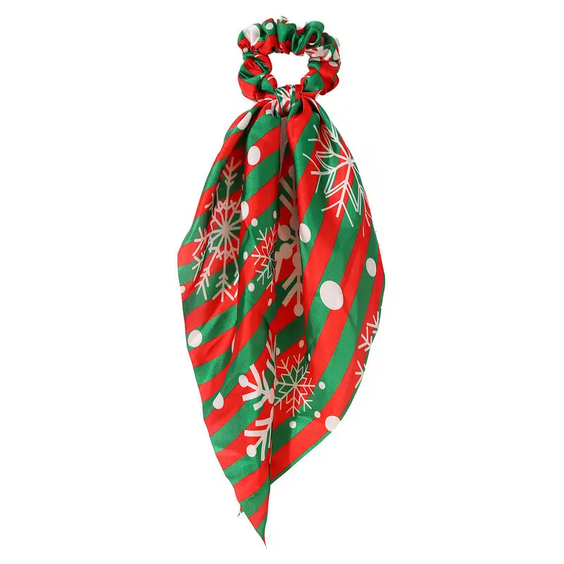 

2021 Girls Festival Elastic Hair Bands Hair Accessories Long Ribbon Ponytail Scarf Hair Tie Women Christmas Party Scrunchies
