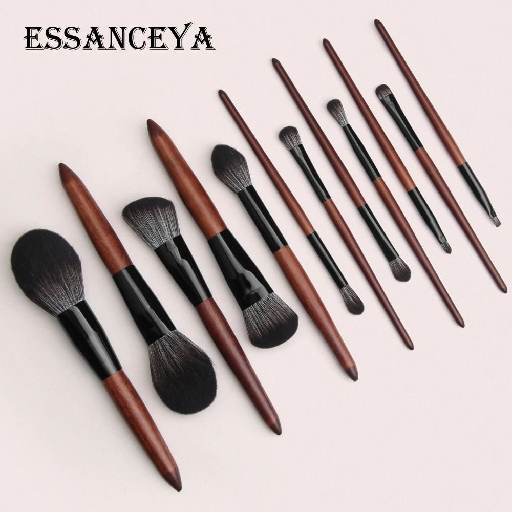 ESSANCEYA деревянная ручка 12 шт наборы кистей для макияжа, косметические кисти глаз тени для век, хайлайтер Румяна Пудра Foudnation кисти для макияжа