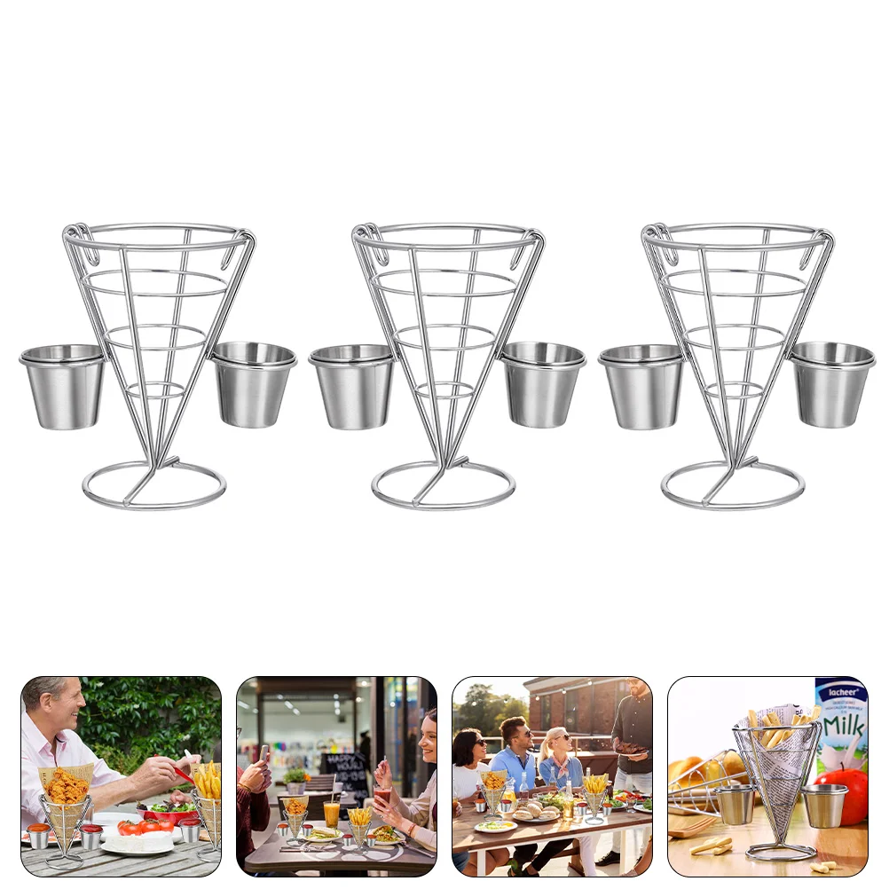 

3Pcs Versatile Fried Food Rack Dessert Display Stand Snack Serving Rack (Black)