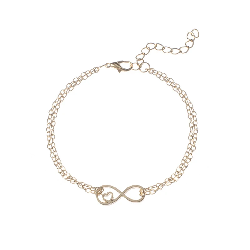 5 шт./компл. богемный браслет Мода сердце кристалл в форме листика бусины