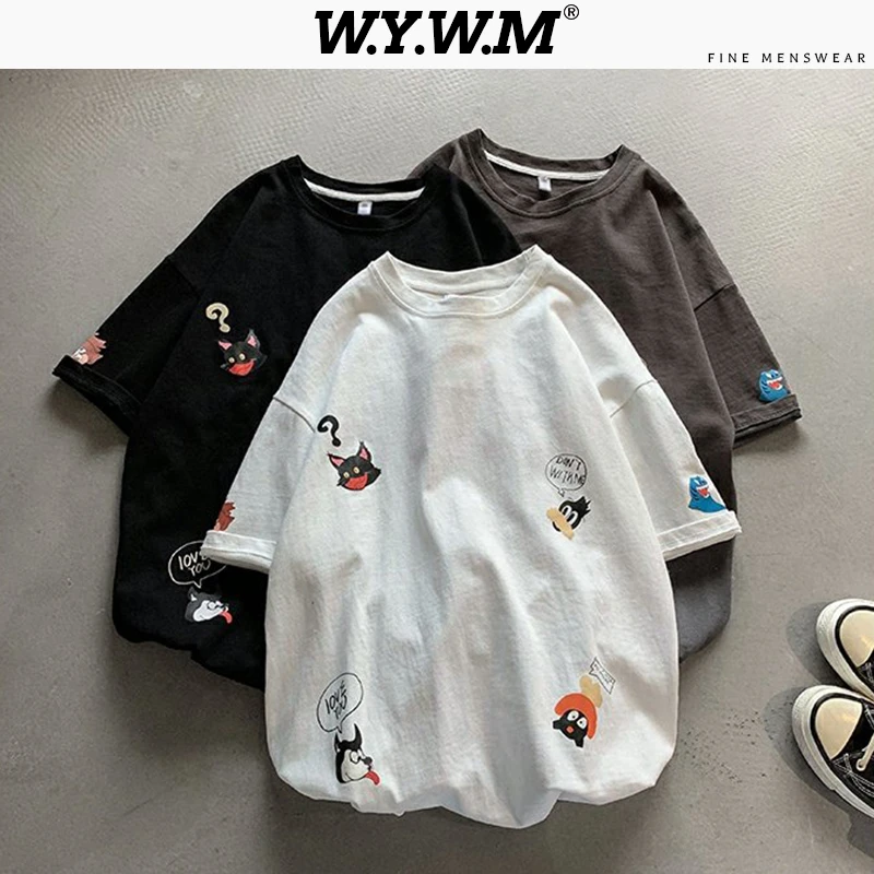 WYWM футболка высокое качество модная повседневная с мультяшным принтом Мужская