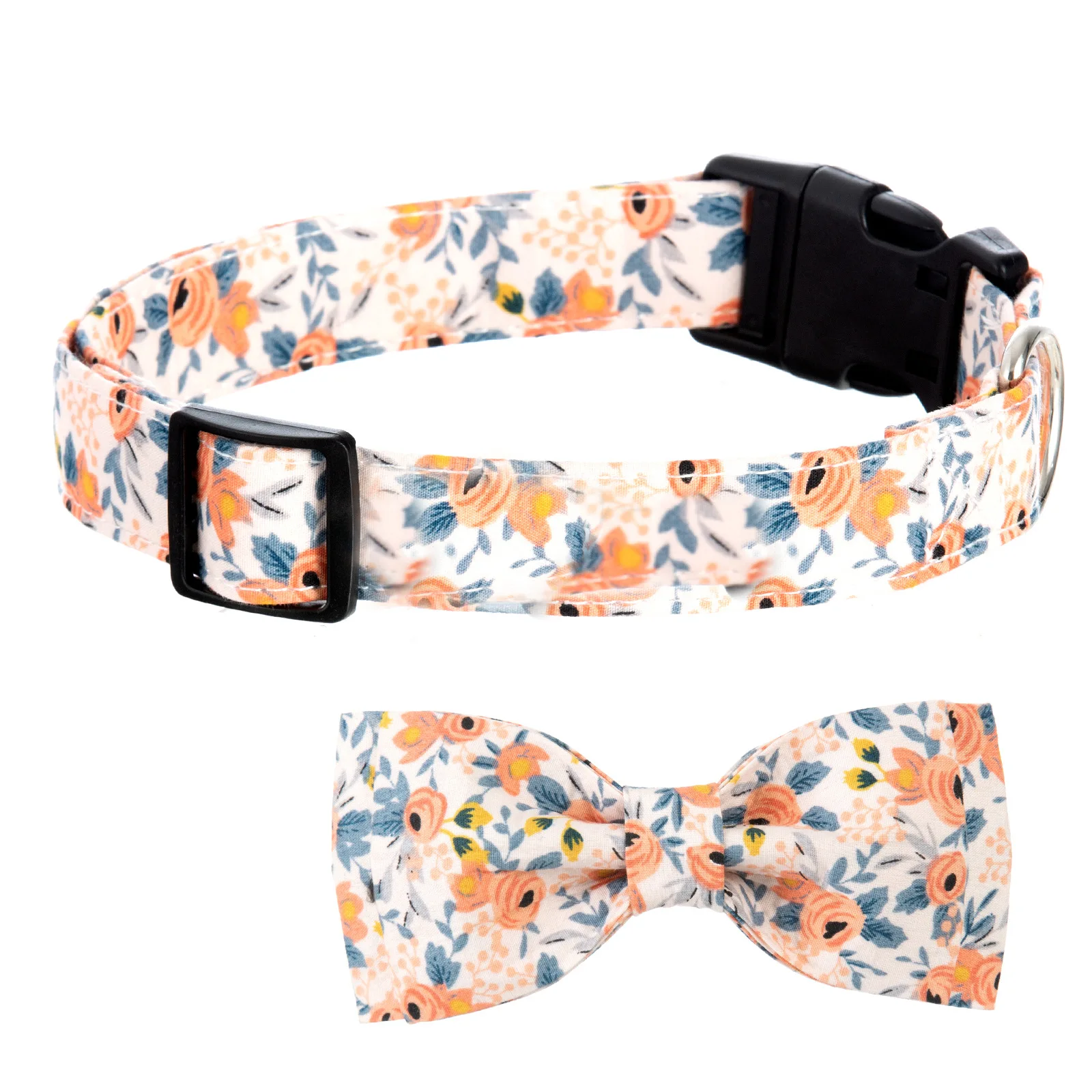 

New pet bow cotton collar orange flower dog cat collar adjustable