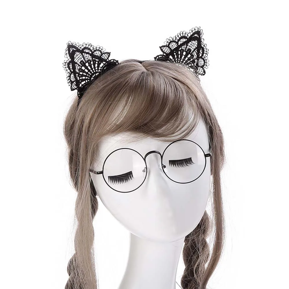 

Fashion Cute Kids Cat Ears HeadHoop Pearls Crystal Hair Hoop Festival Girls Rhinestone Headdress Fashion Lace Hair Accessories