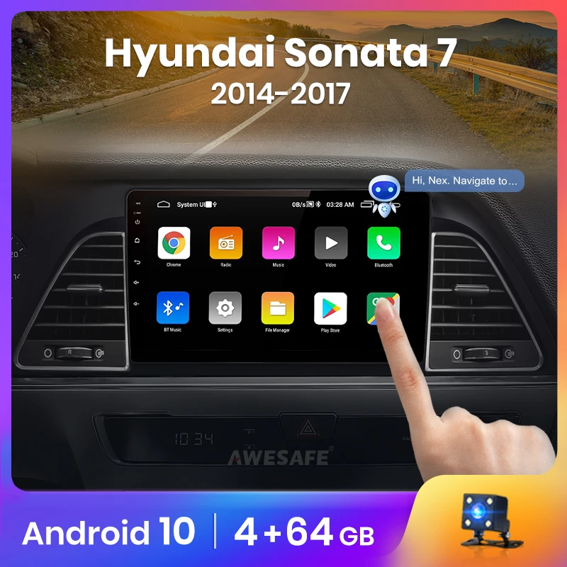 Автомагнитола AWESAFE PX9 для Hyundai Sonata 7 LF 9 2014-2017 мультимедийный видеоплеер на Android 10 0 2
