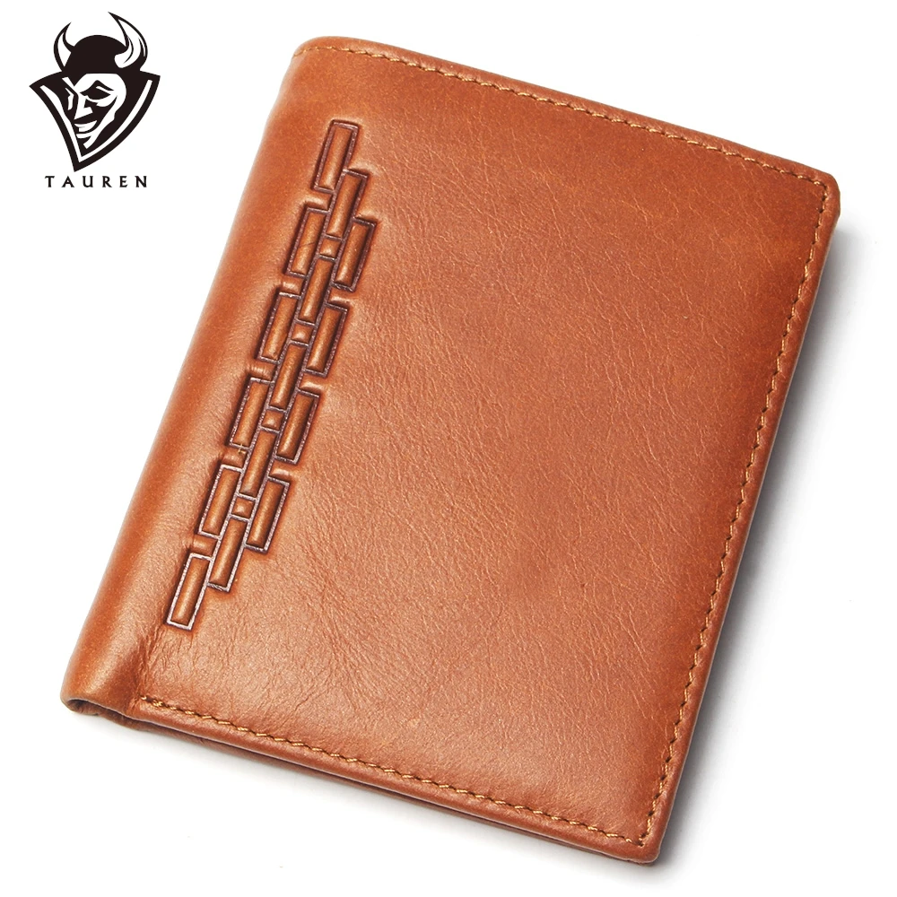 Мужской модный винтажный кошелек из натуральной кожи с геометрическим узором