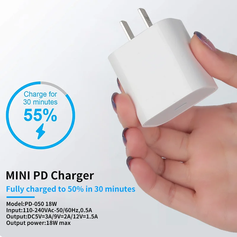 

18W Fast Charger Type C PD Adapter For iPhone 12 Pro Max 12 Pro 11 XS QC 2.0 QC3.0 US Plug Quick Charger For iPad Air 4 Pro 2020