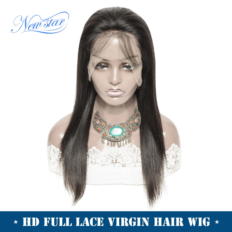 Парик из натуральных волос HD Full парик бразильские волосы предварительно