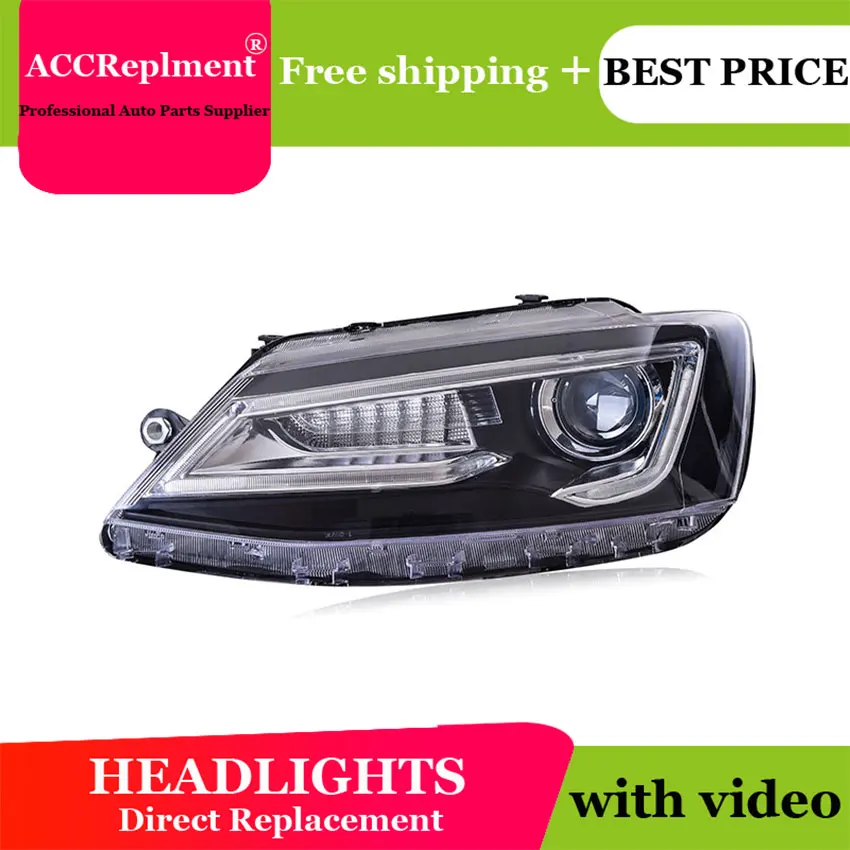 

Car Styling for VW Jetta Headlights 2012-2017 Angel Eye DRL LED Headlight Lens Double Beam H7 HID Xenon bi xenon lens