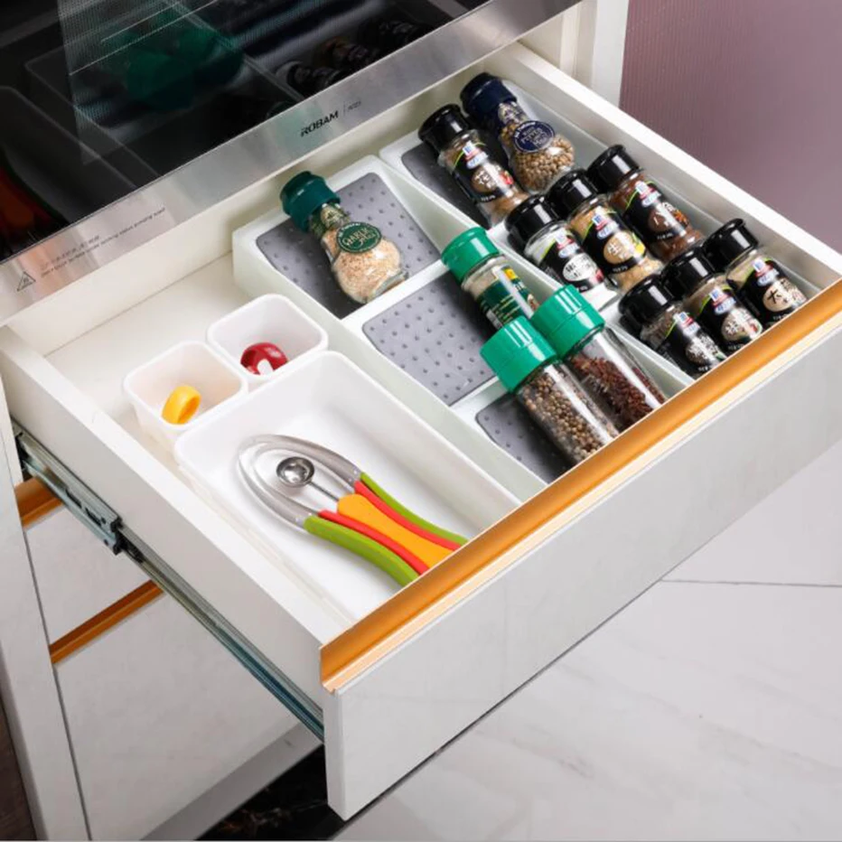 

3 Tiers Seasoning Bottle Storage Rack In Drawer Kitchen Cabinet Spice Bottles Rack Insert Drawer Organizer