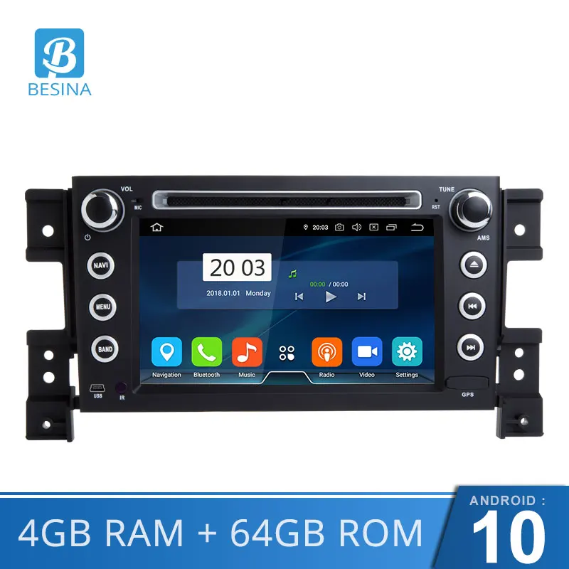 Besina Android 10 0 автомобильный dvd-плеер для SUZUKI GRAND VITARA 2005-2012 Мультимедиа GPS навигация WIFI